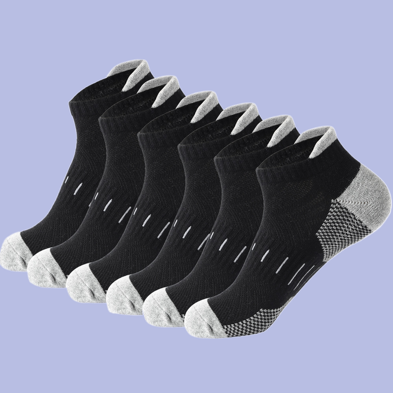 6 Pairs Men's Socks Towel-Soled Sports Socks Spring And Autumn Cotton Socks Deodorant Sweat-Absorbent Thickened Short Socks