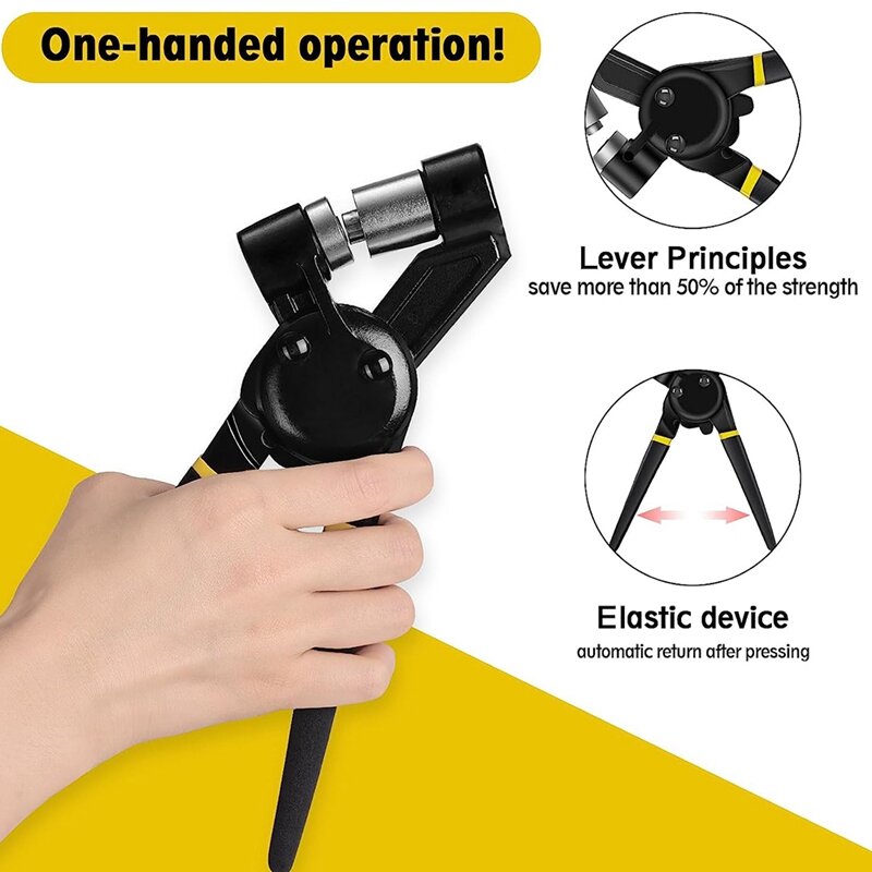 Black Handheld Grommet Tool Kit, Grommets para tecidos toldos de lona, 3/8 Polegada, 10mm, 500 pcs