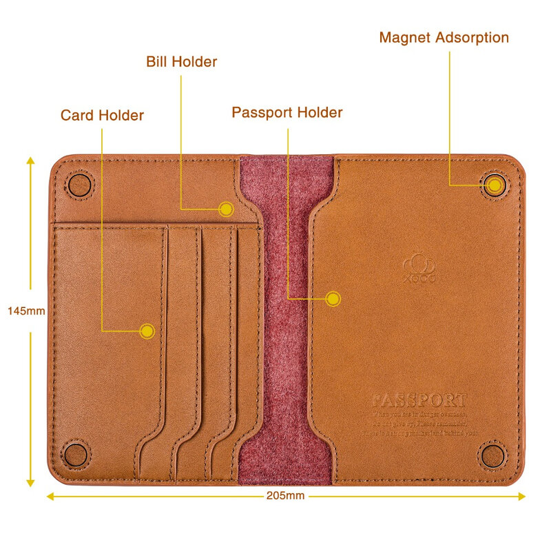 جلد طبيعي حامل جواز سفر غطاء جواز سفر-حافظة مضادة للسرقة تتفاعل حماية بطاقة جواز سفر محفظة عالية القدرة المحفظة