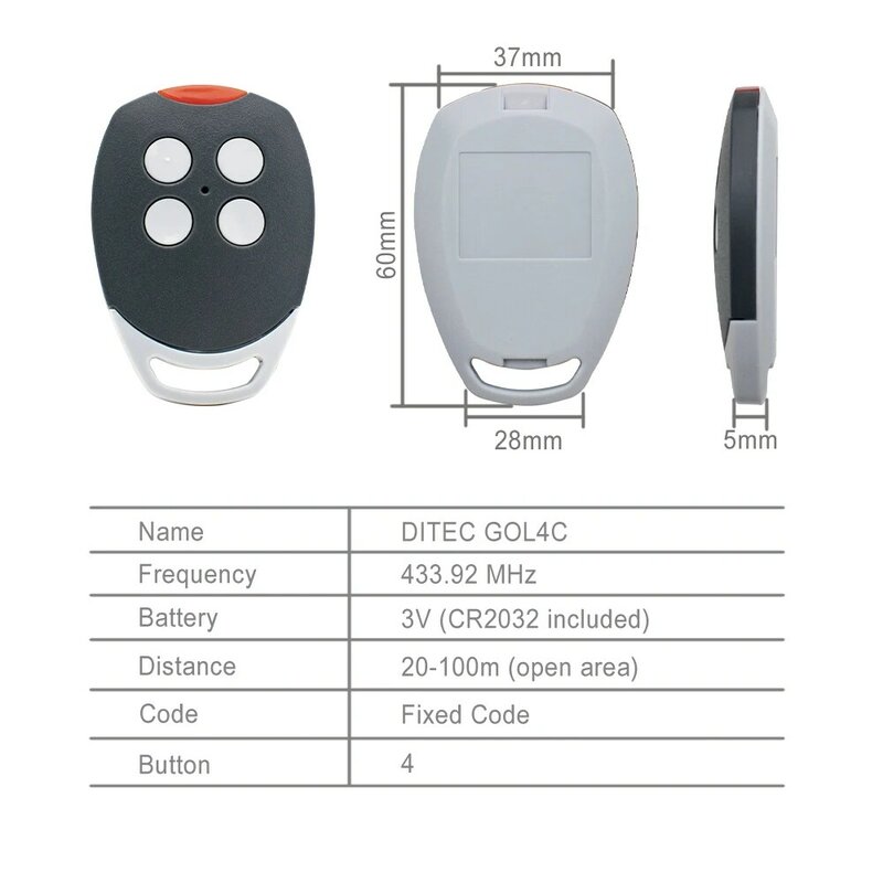 DITEC GOL4Cรีโมทคอนโทรลคุณภาพสูงสำเนา433.92MHzรีโมทคอนโทรลสำหรับโรงรถประตูรีโมทคอนโทรลDuplicator