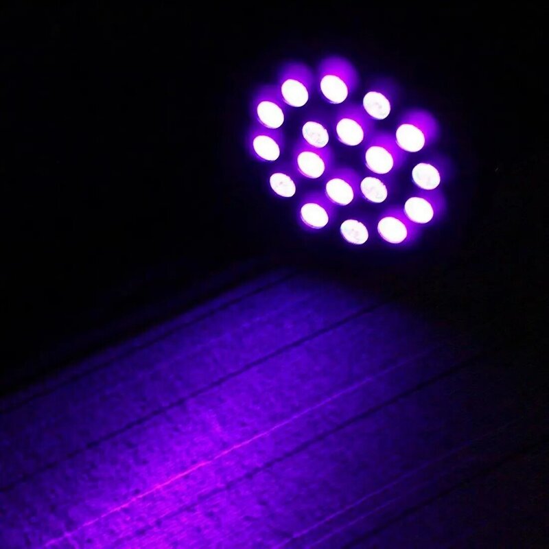 Palco interior lâmpada do projetor para festa e casamento, luz ultravioleta UV, cor roxa, DMX, UE, EUA Plug, 12, 18 LEDs, AC 100, 240 V, KTV