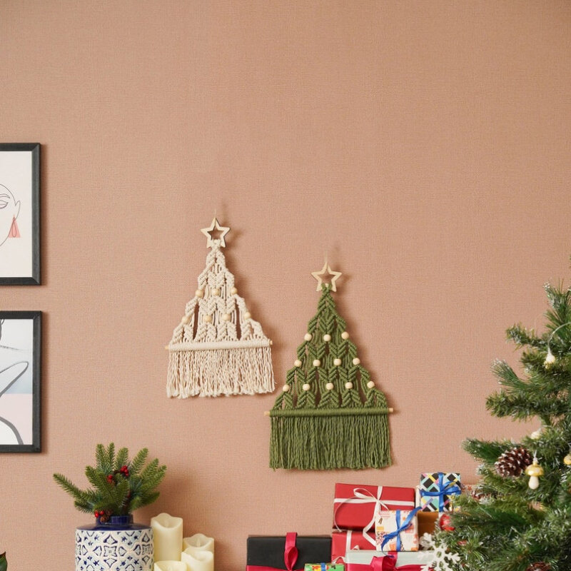 Рождественский Декор Boho, Рождественская Настенная картина, макраме, Рождественский Декор, праздничный Настенный декор, настенная елка, Рождественская елка FD39743624