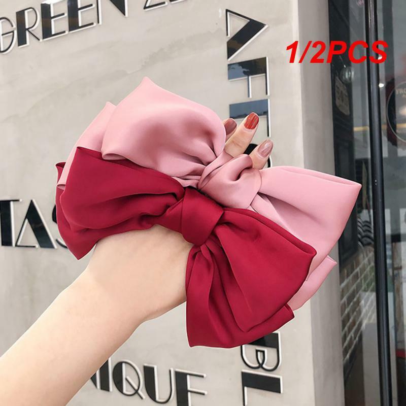 Wear Resistance Back Of Head Spring Clip Convenient Simple Japanese Adult Children's Satin Red Haircard Durable Portable