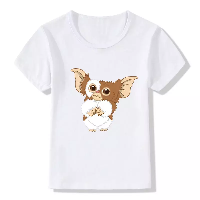 Gremlins 기즈모 만화 프린트 재미있는 소년 티셔츠, 귀여운 아기 소녀 옷, 여름 어린이 반팔 상의, HKP5170