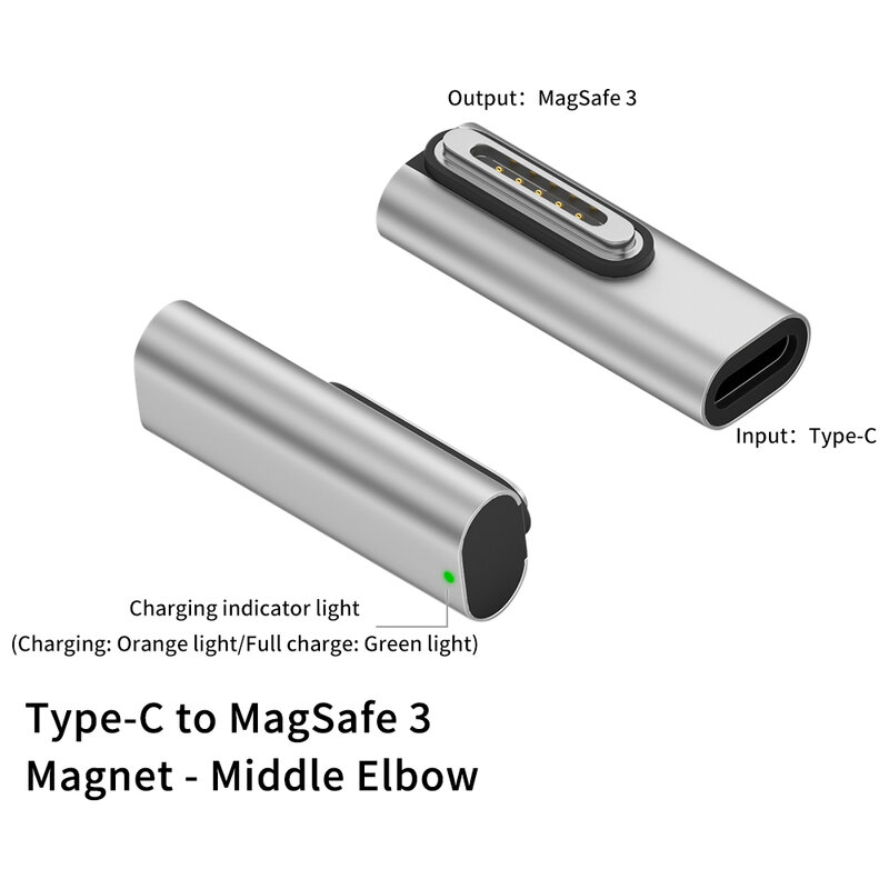 محول شحن سريع 140 واط من النوع C إلى محول مغناطيسي magsafe3 لجهاز Apple MacBook Air/Pro14 للشحن السريع