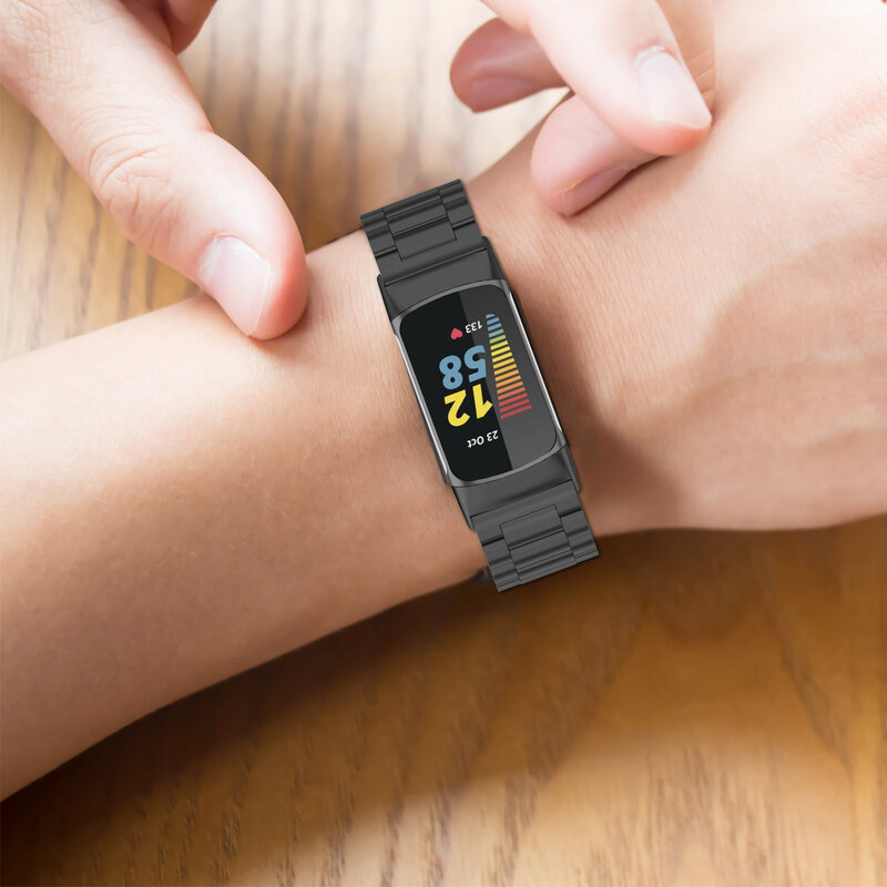 Metalen Roestvrijstalen Horlogeband Voor Fitbit Lading 5 6 Band Horlogeband Verstelbare Polsband Voor Fitbit Charge 6 5 Band Armband