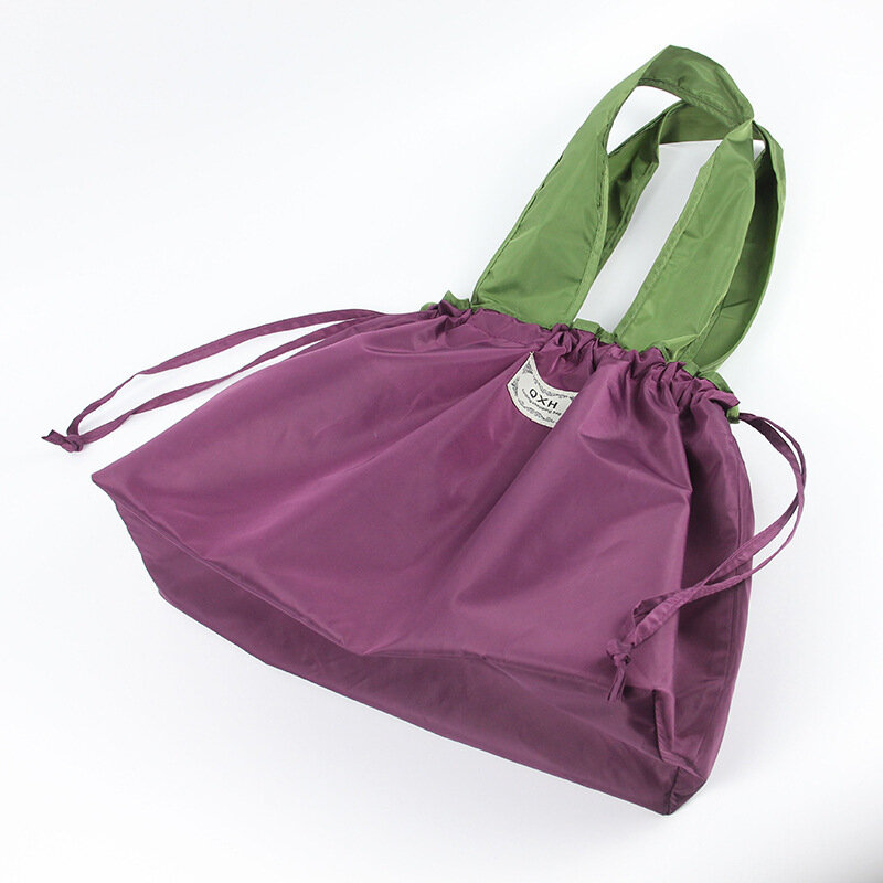 Pasek Przenośna składana torba na zakupy ze sznurkiem Nylonowa torba podróżna Ekologiczna torba na zakupy w supermarkecie