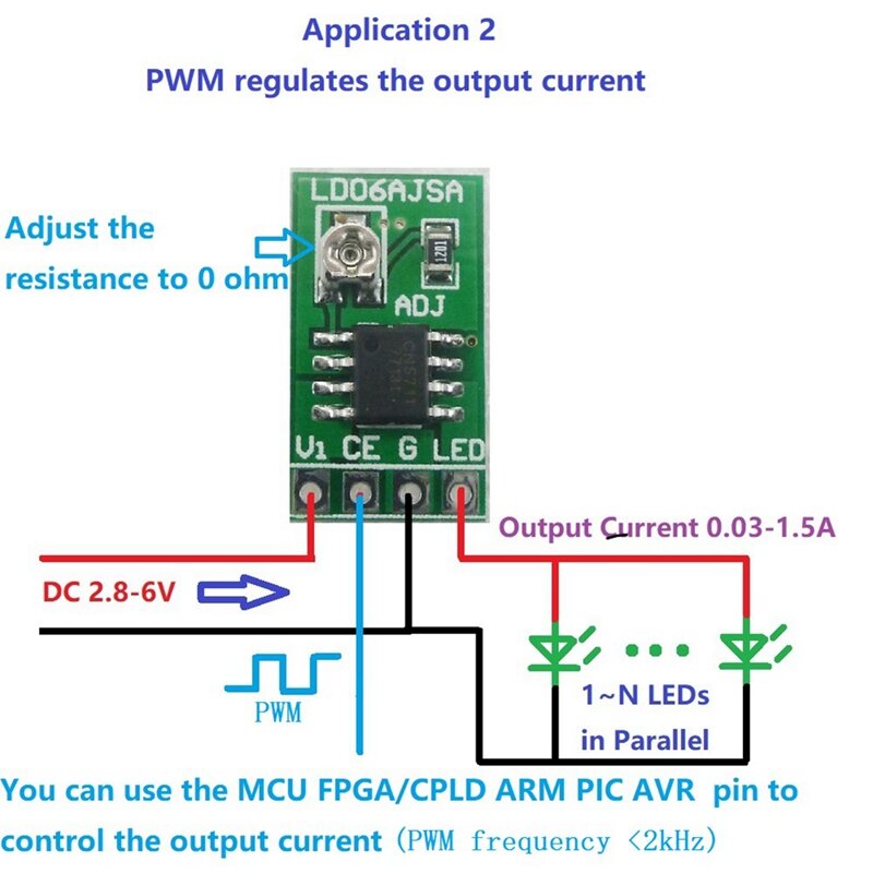 DC 3,3 V 3,7 V 5V LED-Treiber 30-1500mA Konstant strom einstellbares Modul PWM-Steuer karte für USB Li-Ion