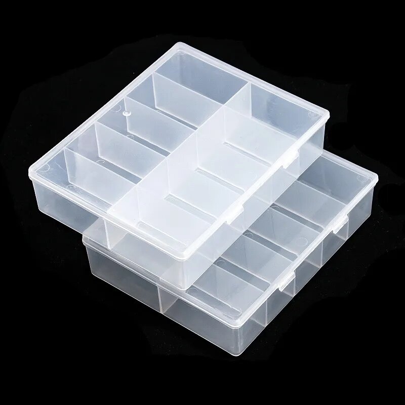 Caja de plástico para almacenamiento de uñas, contenedor vacío para diamantes de imitación, gemas, organizador, 10 rejillas