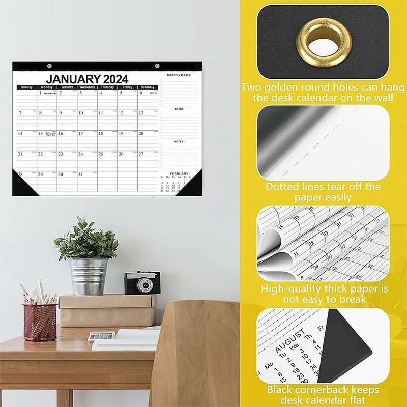 Desk Calendar 2024.1-2025.6 Wall Hanging Calendar Large Weekly Monthly Yearly Planner Desk Schedule To Do List Agenda Organizer