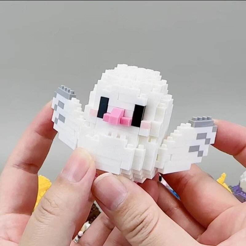 Blok bangunan Mini seri burung 3D Set bata Model burung beo lucu rakitan mainan dekorasi meja Kawaii untuk hadiah anak-anak