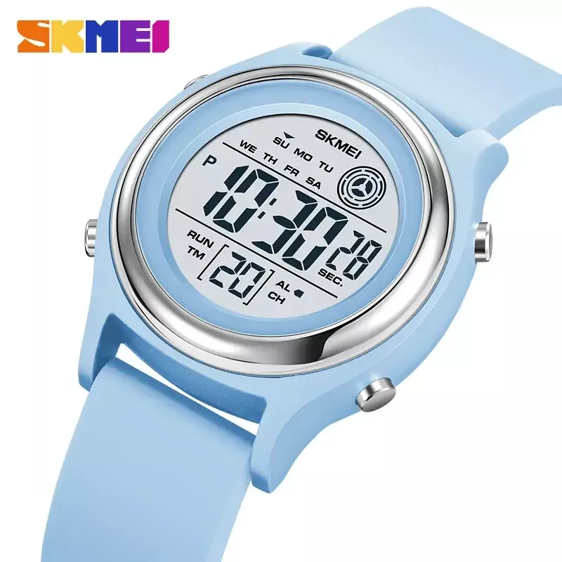 SKMEI Stopwatch wanita, arloji Digital tahan air 50M tahan guncangan reloj mujer lampu belakang Display hitung mundur