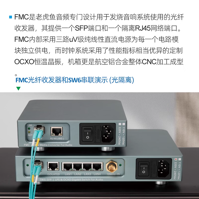 Lhy Audio Fmc Audio Hifi Koorts Ethernet Netwerk Zuiveraar Fiber Optic Transceiver Ocxo Constante Temperatuur Kristal Oscillator