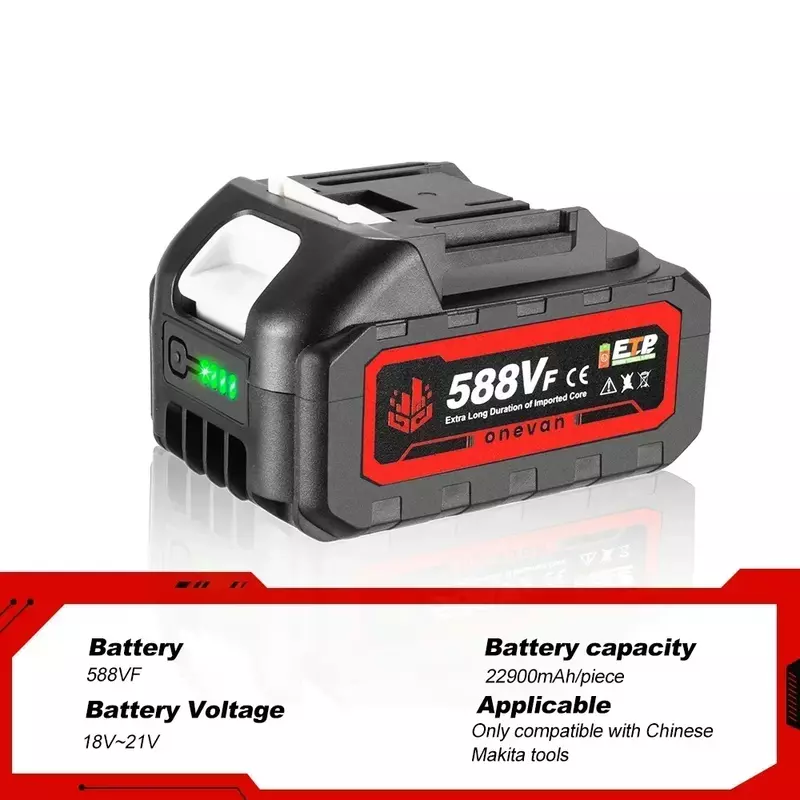 ONEVAN 21V 588VF Rechargeable Battery 22900mAh Lithium Ion Battery For Electric Wrench For Makita Electric Power Tool Battery