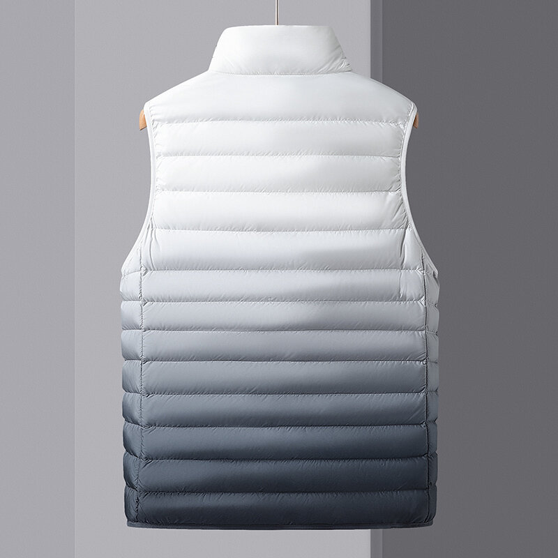 Ultra Light Down Vests Men 90% White Duck Down Gradient Winter Vests Fashion Portable Sleeveless Waistcoat Homme Warm Parkas