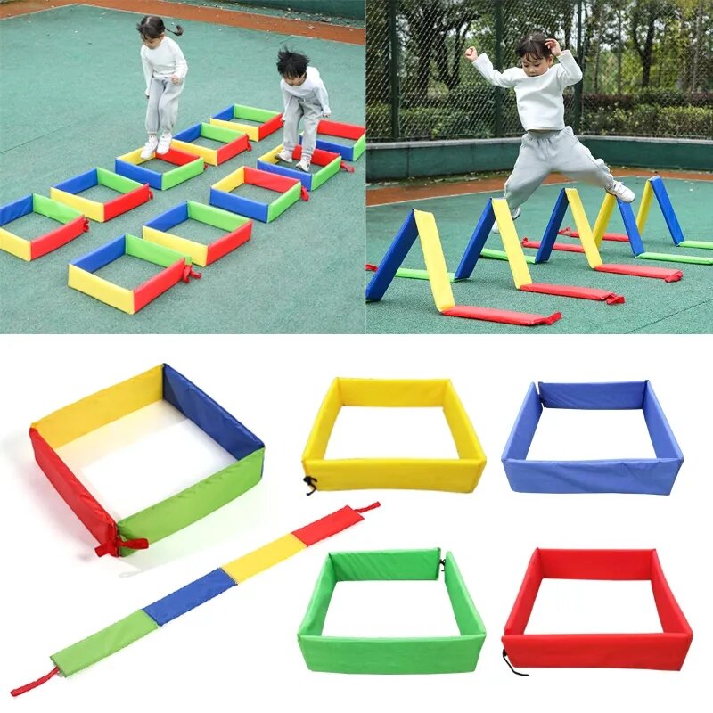 Mainan anak menyenangkan, luar ruangan bingkai lompat lubang bor mainan integrasi sensorik latihan taman kanak-kanak alat peraga olahraga banyak permainan