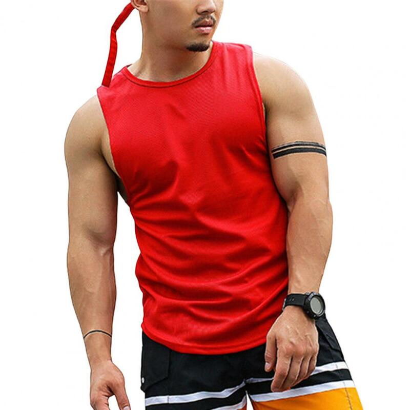Camiseta sin mangas de talla grande para hombre, chaleco fino sin mangas con cuello redondo, holgado, Color sólido, para Fitness