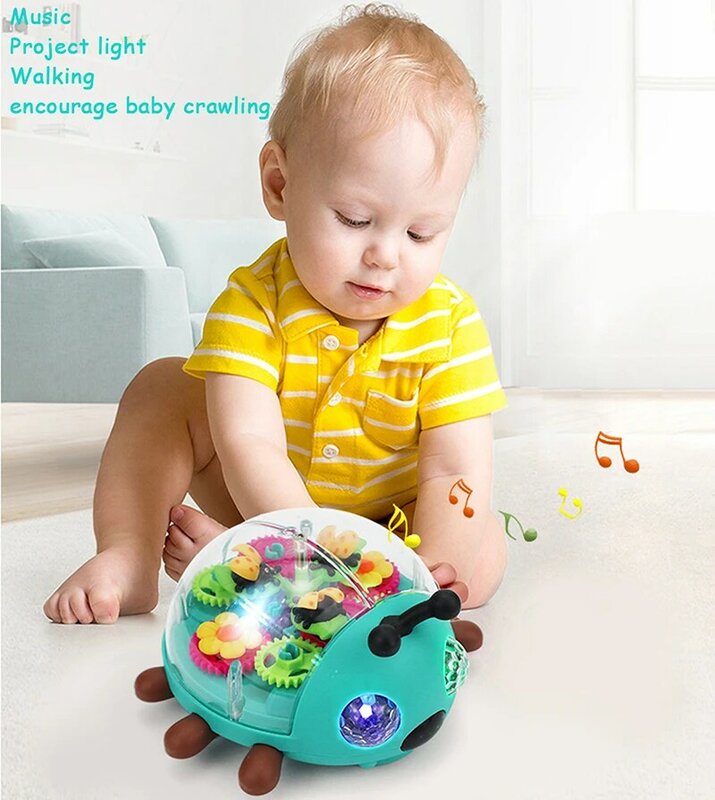 子供のための光の音を持つ電気のおもちゃ,ペットのおもちゃ,360 ° 回転,ウォーキング,かわいいインタラクティブな音,赤ちゃんのための早期教育