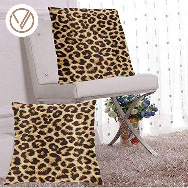 Leopard Print Pillow Cases Cover Pillowcase Throw Size Set of 2 with Zipper Closure Square Protector