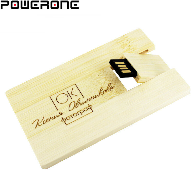 POWERONE-Unidad Flash USB 2,0, tarjeta de madera, 64GB, 32GB, 16GB, disco U, 8GB