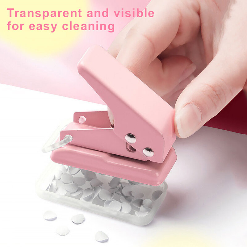Single Ring Mini Hole Punch Cute Solid Color Paper Punch Portable Round Hole Puncher Office School Binding Supplies Stationery