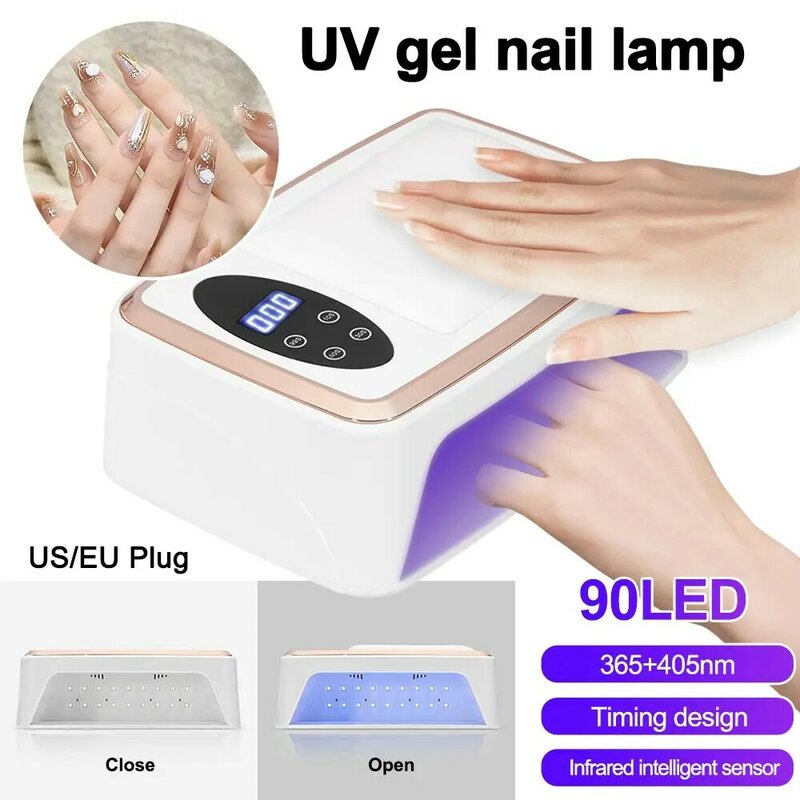 90 Leds Nageldroger Led-Nagellamp UV-Lamp Voor Het Uitharden Van Alle Gel Nagellak Bewegingsgevoelige Manicure
