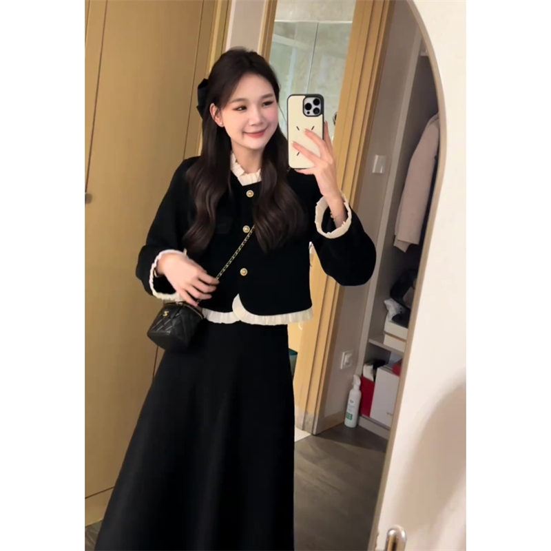 UNXX 2023 New Chic Style Two-Piece Set Sophisticated French-Inspired Coat and Slimming Skirt for Autumn Women Female Office Lady