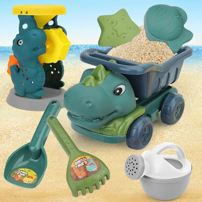 ชุดของเล่นสำหรับเด็กชุดขุดปราสาทไดโนเสาร์ชุดทรายสำหรับเด็กเล่นในฤดูร้อนของเล่นสำหรับทำสวนเด็กเล็ก