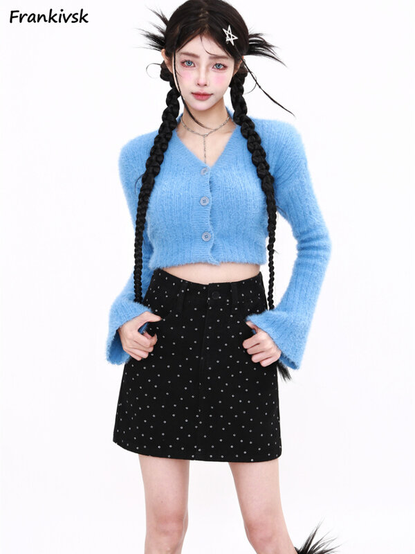 Women Skirts Vintage Slim Summer A-line Dot Simple Versatile Streetwear Commuting Schoolgirls Korean Style Fashion Casual Basic