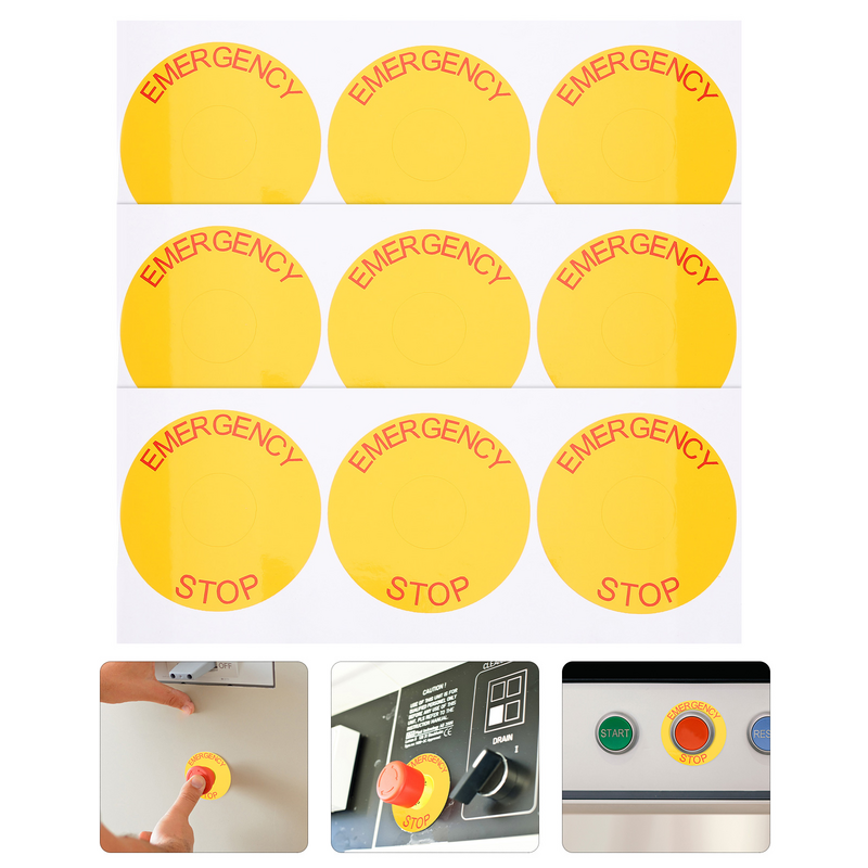 10 Pcs Emergency Stop Label Signs Decals Labels Sticker Machinery Button Stickers Spring Quick Connector Wire
