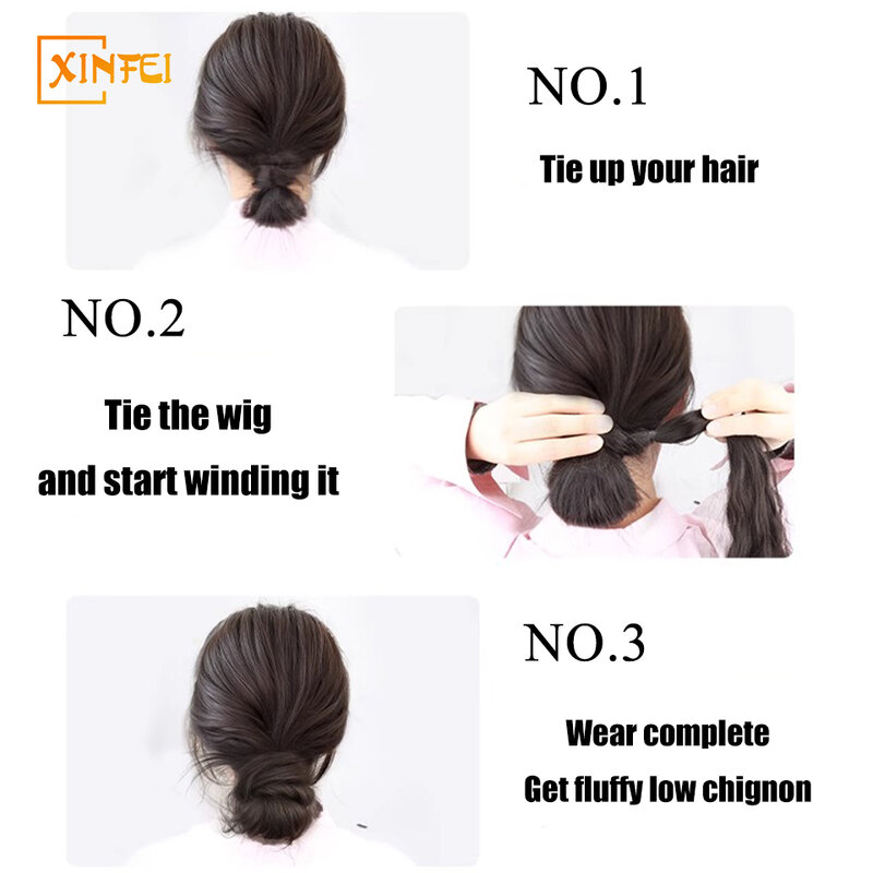 Synthetic Wig Hair Bundle Women's Increase Hair New Style Self-winding Chignon Low Tied Ponytail Fluffy Highlights Hairstyle