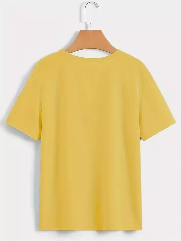 Camiseta feminina Y2K manga curta Sunmmer, blusa com gráfico de letras, gola redonda, roupas esportivas, camiseta feminina, verão