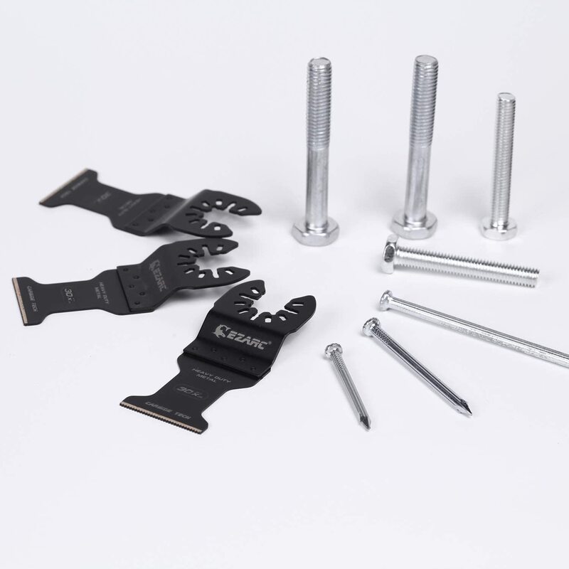 EZARC hojas de sierra oscilantes de hoja de diente de carburo, accesorios de herramienta oscilante multiherramienta para cortar Metal, clavos de acero, tornillos, 3 piezas