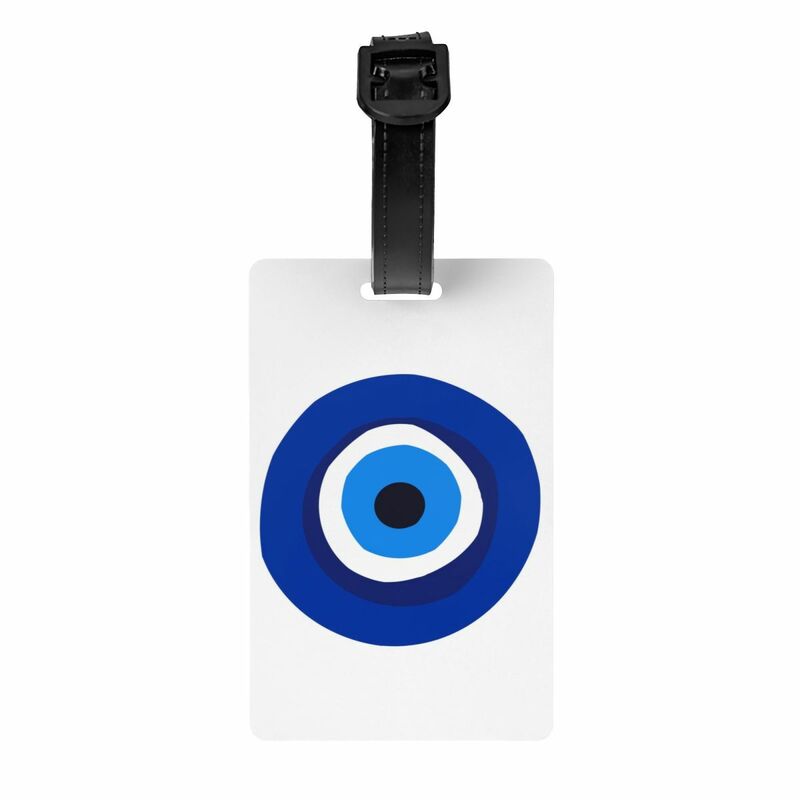 Etiqueta de equipaje de mal de ojo turco griego personalizada con tarjeta de nombre, cubierta de privacidad de estilo mediterráneo, etiqueta de identificación para bolsa de viaje, Maleta