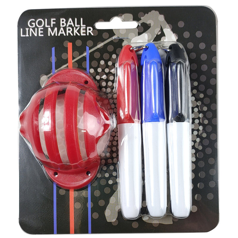 صانع خط كرة الجولف مع 3 أدوات مساعدة للقلم ، استنسل علامة ، ملحقات معدات كرة الجولف ، 7 ألوان اختيارية ، ABS ، مجموعة واحدة ، علامة 3 خطوط