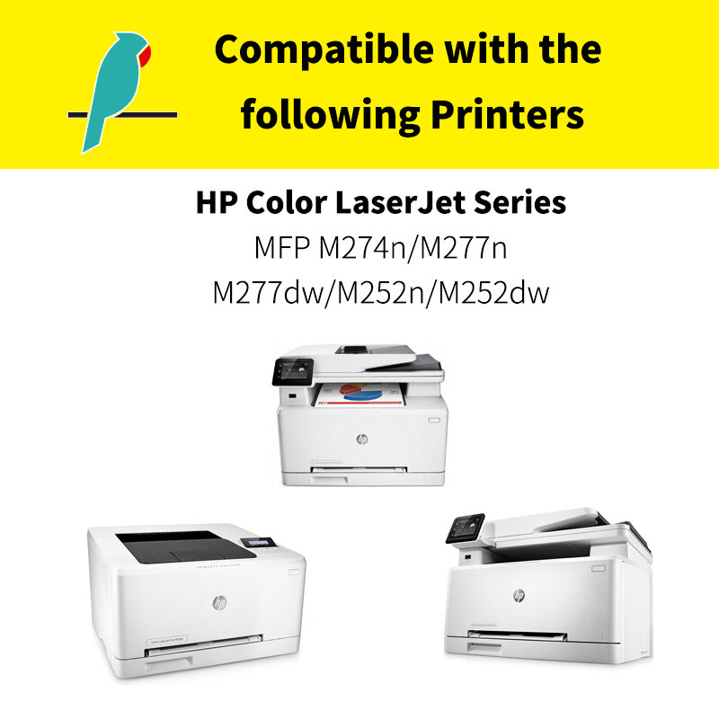 Substituição compatível para HP Color Pro, Impressora BCMY, 1 Conjunto, CF400A, MFP, M274n, M277n, M277dw, M252n, M252dw, 4-Pack
