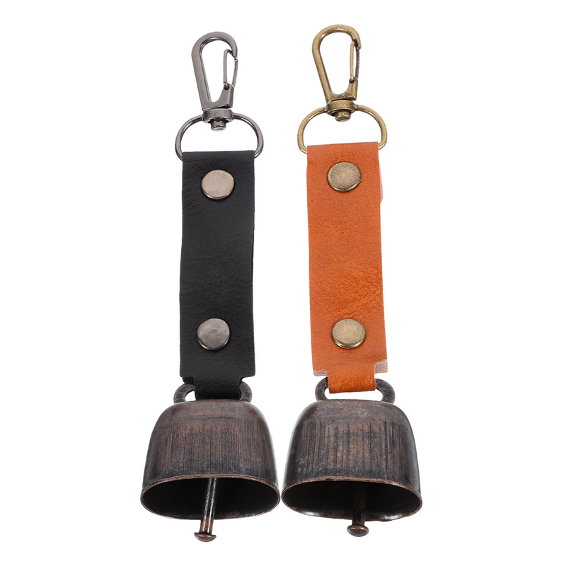 2 Pcs Outdoor Bell Pendant Key Fob Camping Bear Bells for Warning Anti Lost Cow Accessories