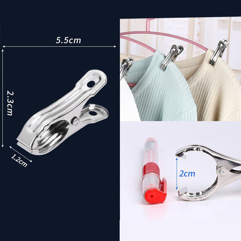 5pcs Stainless Steel Beach Towel Clips Clothes Peg Hanging Pins Laundry Windproof Clips Multipurpose Clothespins