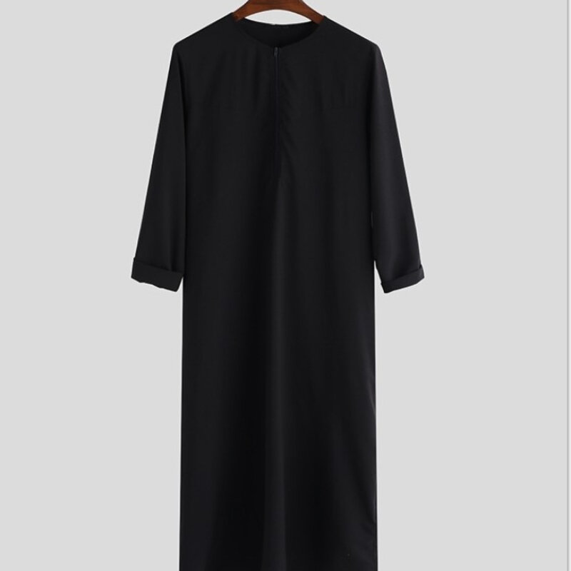 2023 Islam Ramadan Abaya Losse Thobes Voor Heren Rits Shirt Saudi Black Abayas Voor Midden-Oosten Arab Dubai Traditionele Mannen Gewaad