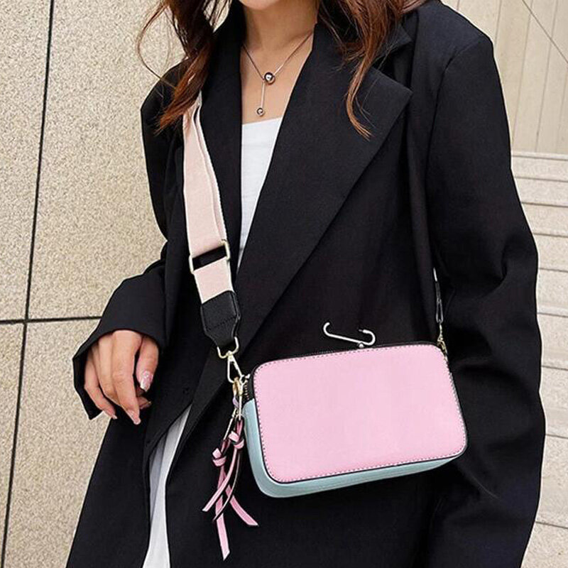กระเป๋าถือขนาดเล็กทรงสี่เหลี่ยมมีซิป2024กระเป๋าพาดลำตัวสำหรับผู้หญิงสีลูกกวาดกระเป๋าลำลอง
