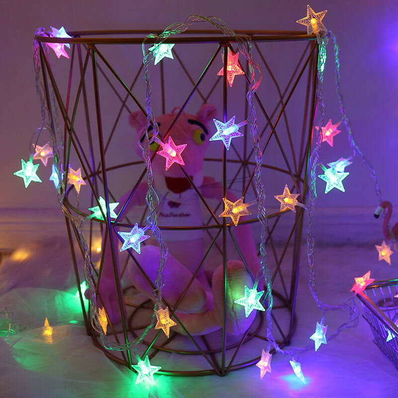 Cadena de luces LED con forma de estrella, guirnaldas centelleantes alimentadas por USB, luces de hadas para el hogar, fiesta de Navidad, decoración de boda, 3M, 6M, 10M