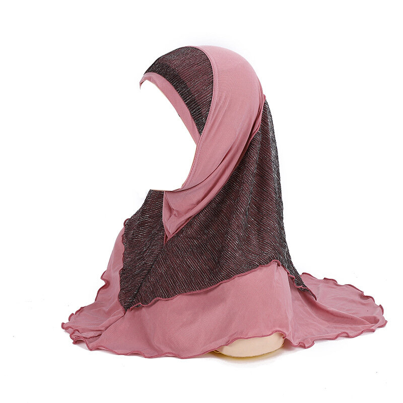 Muslim Hijab with  Net Layer Pull on Islam Scarf Head Wrap Shawl Bonnet  Hijab Underscarf Caps