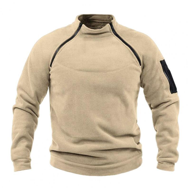 Męska jesień bluza solidna stójka kołnierz z długim rękawem sweter z zamkiem błyskawicznym ciepły polar Plus rozmiar męska zimowa bluza dla biura