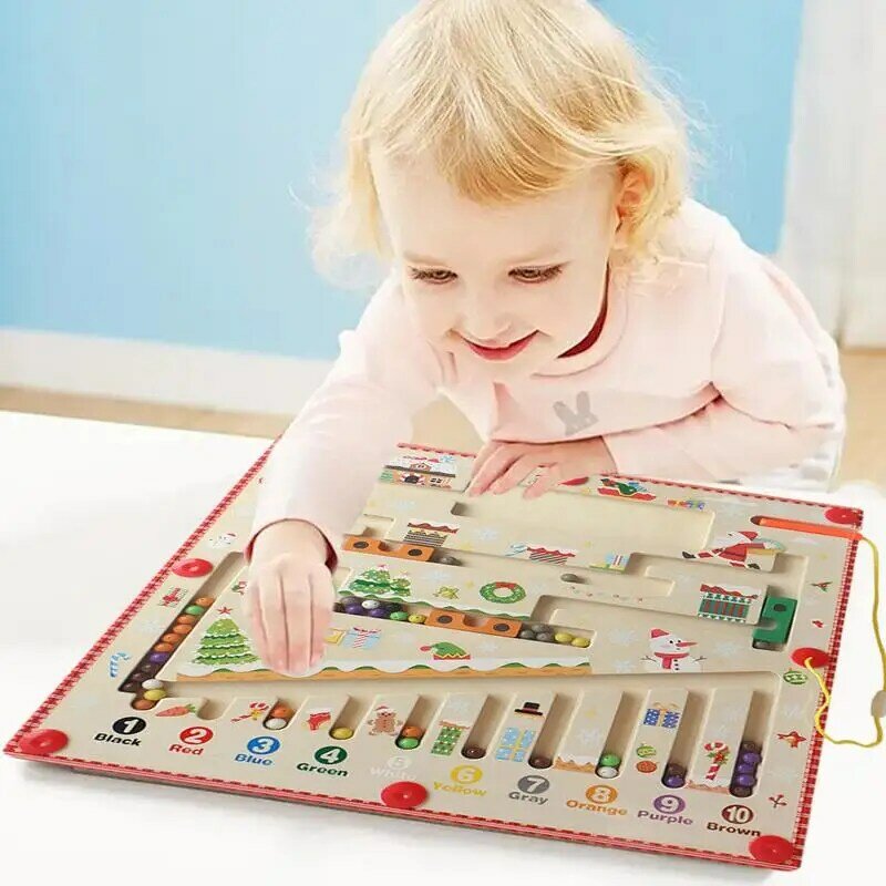 Magnetic Color Counting Maze Montessori Color Learning Activity Puzzle Board For 3 Years Old Children Children's Early