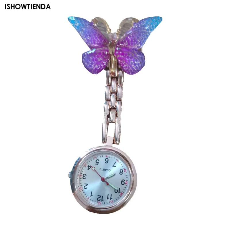 Reloj de bolsillo de enfermera de mariposa, reloj de cuarzo colgante, accesorios de enfermera, relojes de bolsillo para cuidador, regalo de graduación