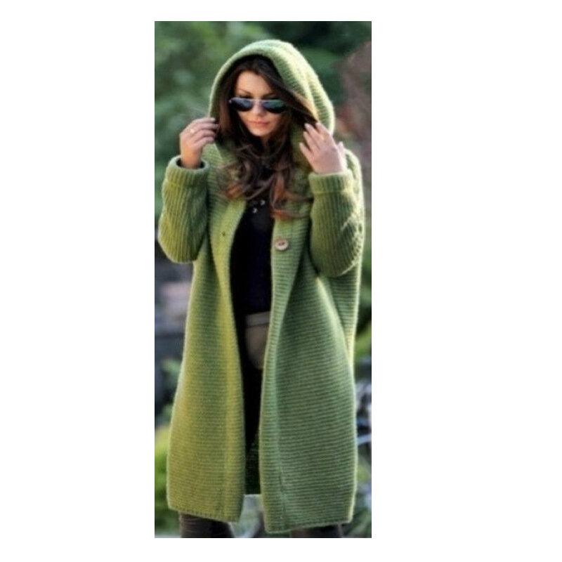 VOLALO-suéter de malha com mangas de taco para mulheres, casaco longo para senhoras, casaco solto, outono e inverno