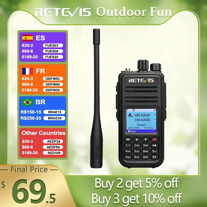 Retevis RT3S DMR Digital Walkie Talkie Ham Radio station Walkie-Talkie Radio amatoriale professionale bidirezionale VHF UHF GPS APRS 5W