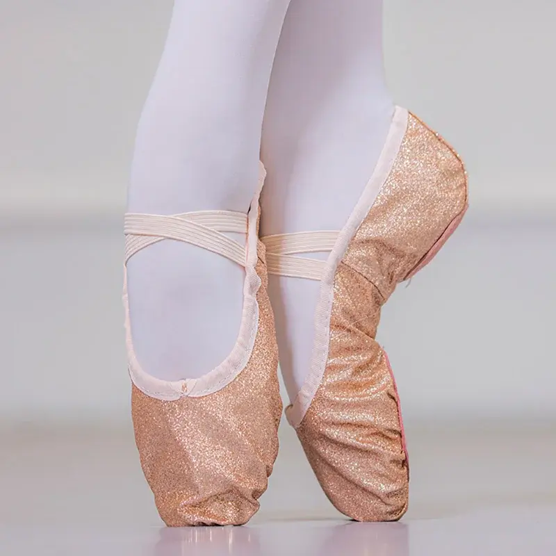 Zapatos de baile de Ballet para niñas y mujeres, zapatillas planas de Yoga y gimnasio, colores rosa, azul, Rosa y Rojo con purpurina
