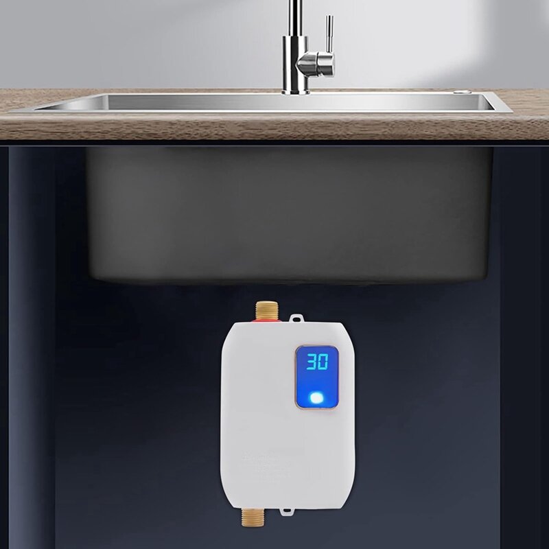 Aquecedor de água quente instantâneo elétrico com proteção contra superaquecimento, UE Plug, cozinha e banheiro, 3500W
