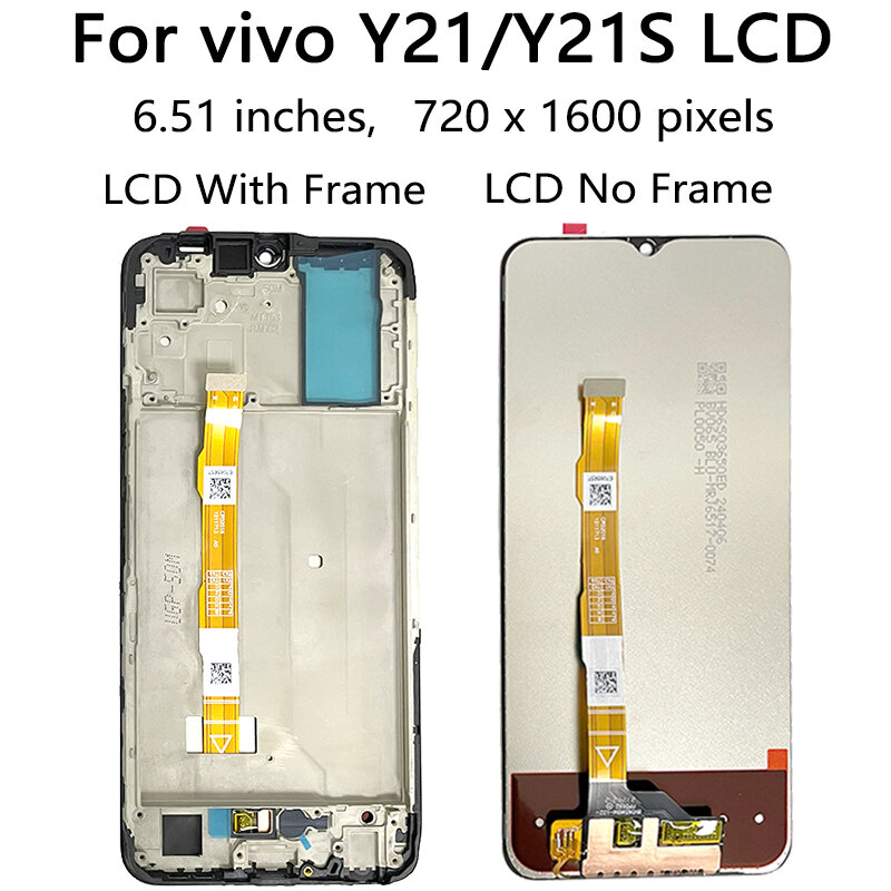 Original 6.51 "10-Point สำหรับ VIVO Y21S V2110หน้าจอ LCD + Digitizer แผงสัมผัสสำหรับ VIVO Y21 v2111 LCD กรอบ